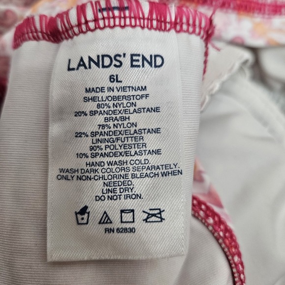 Lands' End Pink & Orange Shirred Tankini Top Size 6L Women's Swim Suit N37 - Picture 7 of 8